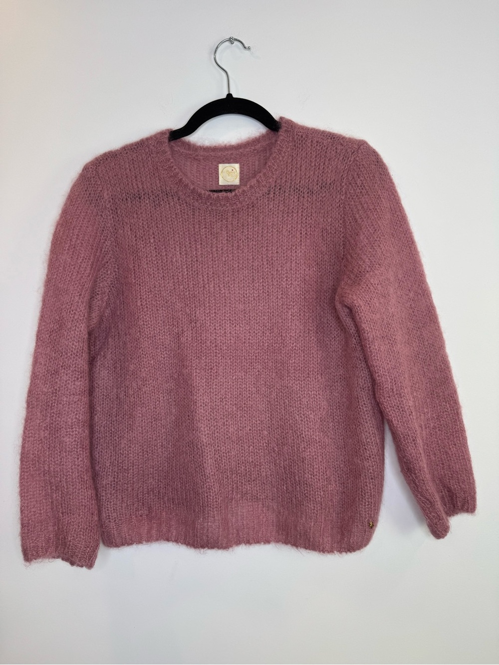 Des petits hauts Apati Sweater in pink italien mill mohair wool blend crewneck